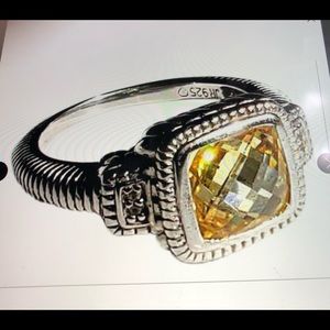 Judith Ripka Sterling Silver Canary Crystal  Ring